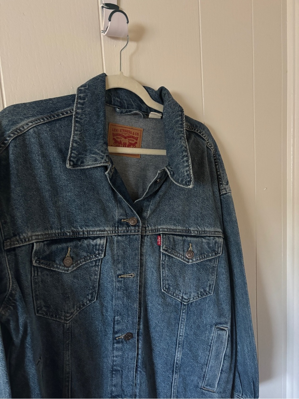 Levi's Light Blue Denim Jacket with Brown Leather Patch